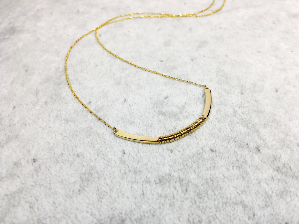 Wire Spring Gold Bar Necklace - 弹簧金条项链 - aurumspeak