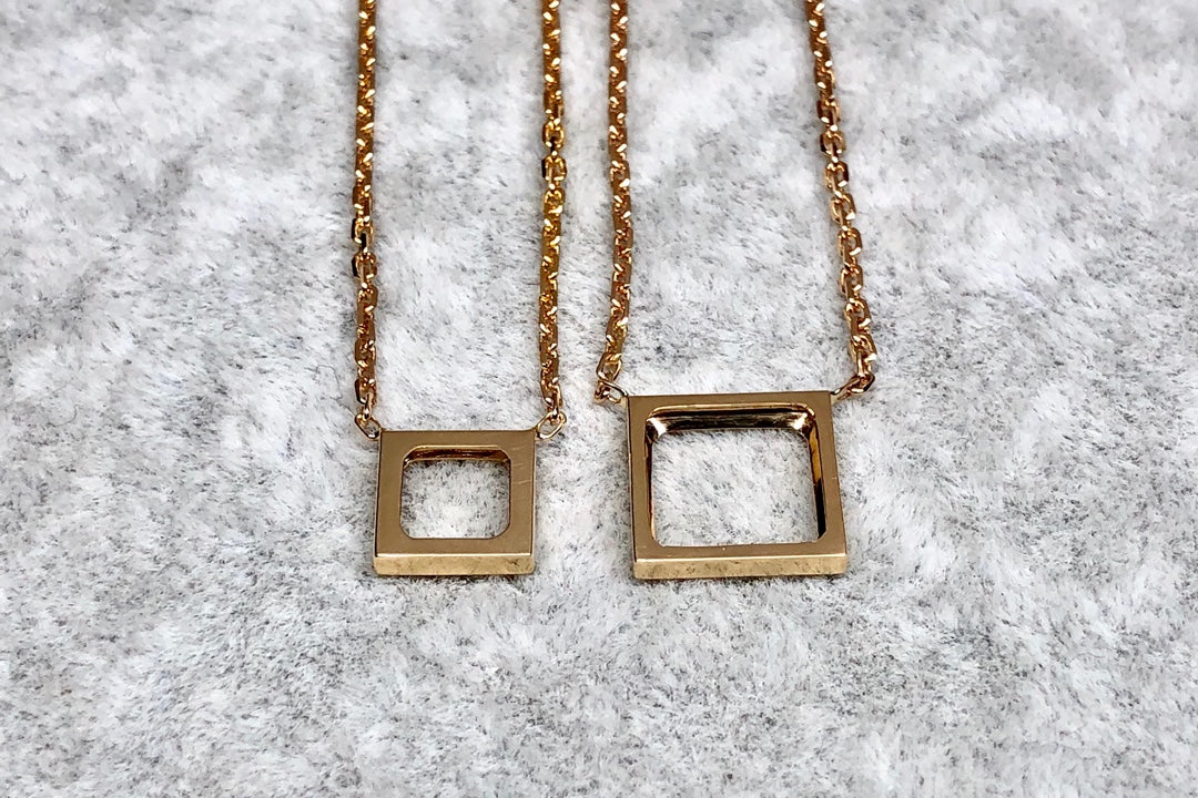 Gem-free The Square shape Small Necklace - 无宝石系列正方形小项链 - aurumspeak