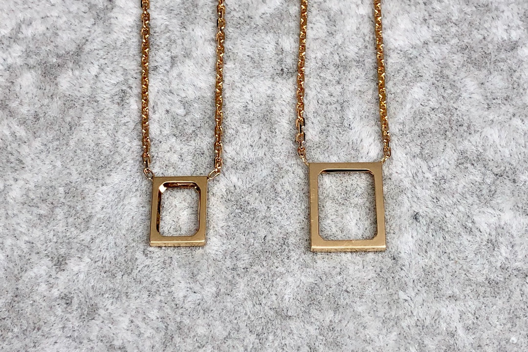 Gem-free The Rectangle shape Small Necklace - 无宝石系列长方形小项链 - aurumspeak