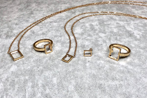 Gem-free The Rectangle shape Small Necklace - 无宝石系列长方形小项链 - aurumspeak