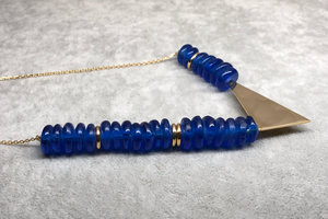 Blue ancient glass beads necklace II - 蓝色古琉璃珠项链 II - aurumspeak