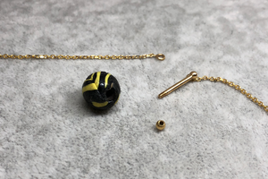 Central Asian ancient glass bead pendant necklace in 18K yellow gold - 18K黄金镶嵌中亚古琉璃珠项链 - aurumspeak