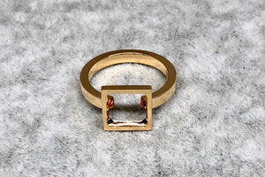 Gem-free The Square shape Large Ring - 无宝石系列正方形大戒指 - aurumspeak