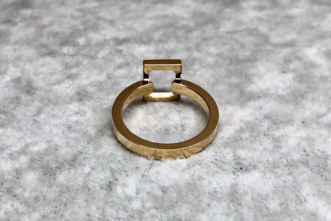 Gem-free The Rectangle shape Small Ring - 无宝石系列长方形小戒指 - aurumspeak