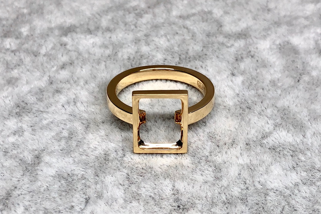 Gem-free The Rectangle shape Large Ring - 无宝石系列长方形大戒指 - aurumspeak