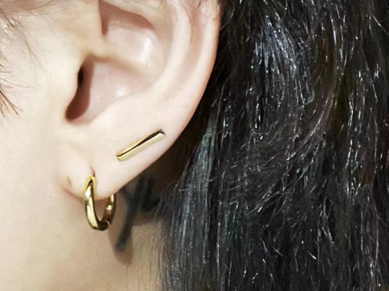Triangle Gold Bar Staples Earring Studs - 三角金条订书钉耳钉