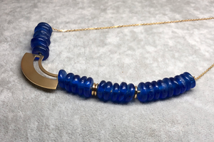 Blue ancient glass beads necklace - 蓝色古琉璃珠项链 - aurumspeak
