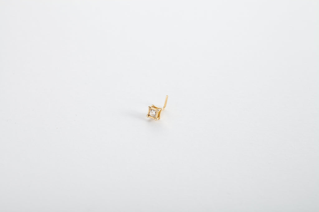 Cube Diamond Ear Stud - 正方形钻石耳钉 - aurumspeak