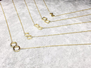 Double Geometry Series 18K Gold Necklace - 18K金双几何系列项链
